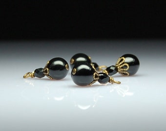 Bead Charms/Dangles Black Glass Bead Charms Set of Four BK121