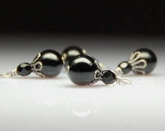 Bead Dangles/Charms Black Glass Set of Four BK122