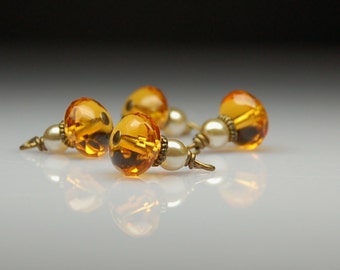 Bead Charms/Dangles Amber Brown Glass Set of Four BR405