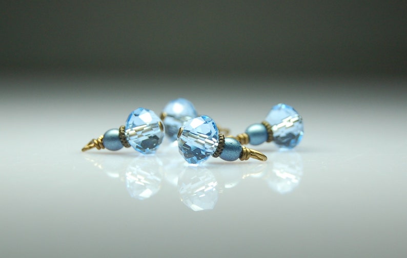 Vintage Style Bead Charms Blue Glass Set of Four