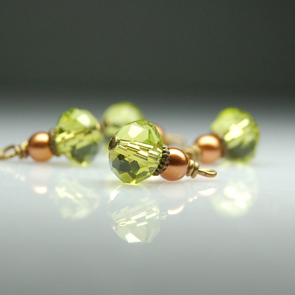 Vintage Style Bead Dangles Olive Green Glass Set of Four G412