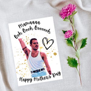 Cartão exclusivo para o Dia das Mães – Freddie Mercury Mama Oooooo, impressão digital para amantes da música, ideia de presente perfeita para ela