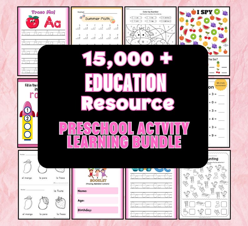 15,000+ Preschool Activity Worksheets Bundle: PLR & MRR (digital ...