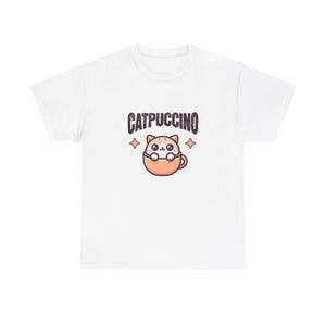 Catpuccino Unisex Tee - Cat in Cup Shirt, Coffee Lover Gift, Cute Cat T-Shirt, Funny Animal Top, Cat Mom Dad Tee