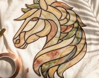 Horse Head Stained Glass Pattern - Digital PDF Template for DIY Glass Art & Crafts - Suncatcher