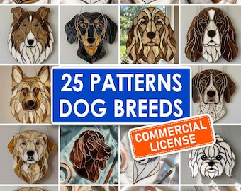 Dog Breeds Stained Glass Patterns | 25 Suncatcher Templates (PDF Download)