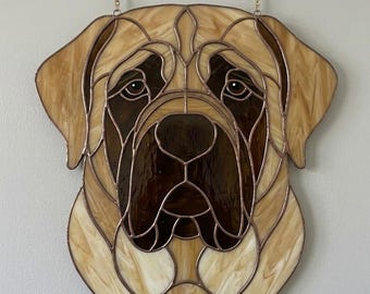 Mastiff Stained Glass Suncatcher, Dog Lover Gift, Window Hanging Art (Digital Download)