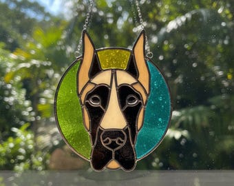 Motivo Alano • Vetrata con cane • Motivo acchiappasole numerato