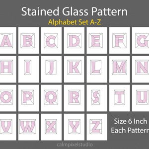 Stained Glass Alphabet Pattern Set  | Geometric Lettering  | Suncatcher, Cricut, Laser Cut Files