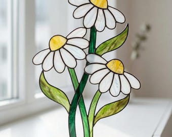 Stained Glass Daisy Pattern | Flower Panel Template | Beginner Friendly Glass Art Design