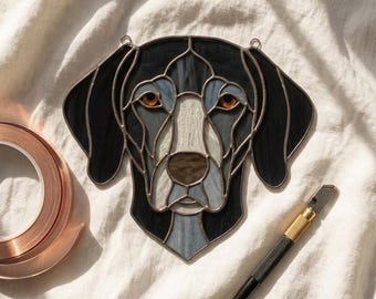 Weimaraner Stained Glass Pattern • Dog Breeds Face Template • Numbered Pattern