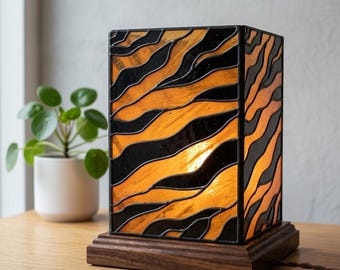 Tiger skin Stained Glass Lamp Pattern, Table Lantern Template, Digital Download