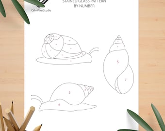 Patrón de caracol para vitrales / Descarga digital imprimible / Plantilla de arte en vidrio DIY