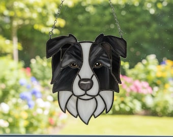 Border Collie Stained Glass Pattern • Dog Breeds Face Template • Numbered Pattern