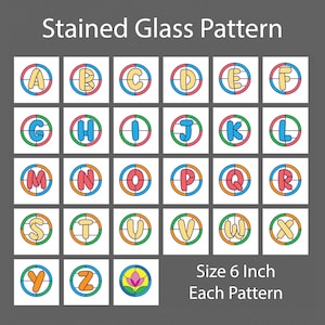 Stained Glass Alphabet Pattern | Round Monogram Template (PDF, SVG, AI)