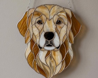 Golden Retriever Stained Glass Suncatcher, Dog Lover Gift, Window Hanging Art (Digital Pattern)