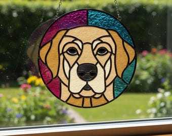 Motivo Labrador Retriever • Vetrata con cane • Motivo acchiappasole numerato