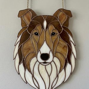 Collie Stained Glass Suncatcher, Shetland Sheepdog Dog Art, Window Hanging (Digital Pattern)