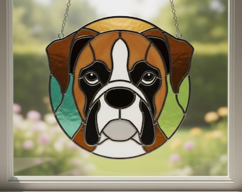 Boxer puppy Pattern • Dog Stained Glass Head Template • Numbered Pattern