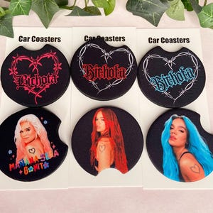 Karol G & Bichota Car Coaster, Set of 2 car Coasters , Gift for Her, cute car  accessories,