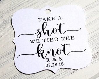 Take A Shot We Tied the Knot Tag | Liquor Favors | Wedding Favors | Favor Tags | Reception Favors | Shot Glass Favor (TAS002)