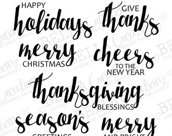 Holiday Sentiment Stamps - Thanks Stamp Holiday Stamps - Planner Stamps