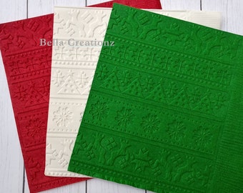Christmas Sweater Napkin ~ Winter ~ Hand Embossed Paper Napkin ~ Ugly Sweater Party ~ Christmas Party ~ Holiday Party ~ Party Decor