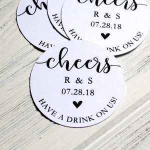 Drink Token Drink Ticket Wedding Bar Ticket Cheers Have One On Us Wedding Tag Free Drink Bar Ticket Favor Tags TOK001 image 1