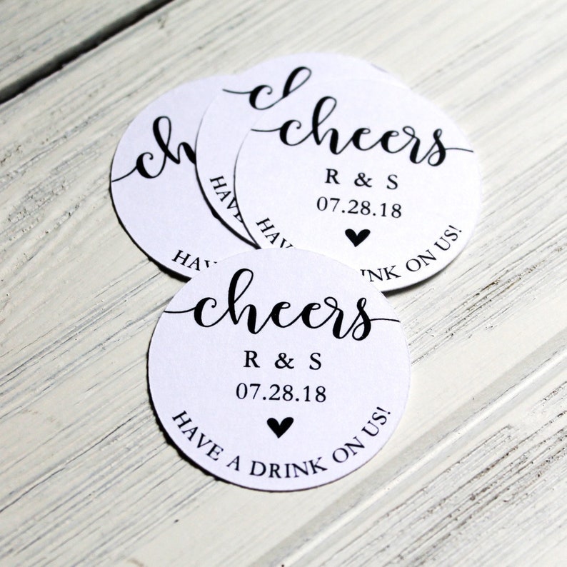 Drink Token Drink Ticket Wedding Bar Ticket Cheers Have One On Us Wedding Tag Free Drink Bar Ticket Favor Tags TOK001 image 1