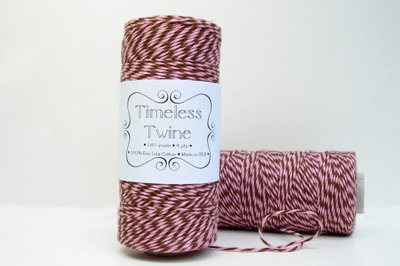 Pink and Brown Bakers Twine by Timeless Twine Strawberry Truffle image 3