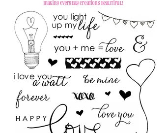 Valentine Stamps - Happy Love Day Stamps -  Anniversary Stamps Love Stamps - Planner Stamps