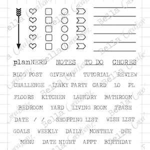 Planner Stempel Clear Stamp Set “planNERD” - Perfekt für euren Planner Filofax, Erin Condren, Listen, Journals etc.