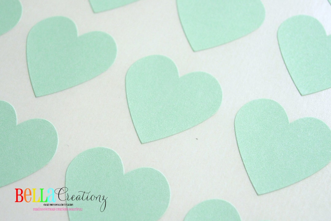 48 Mint Green Heart Stickers Etsy