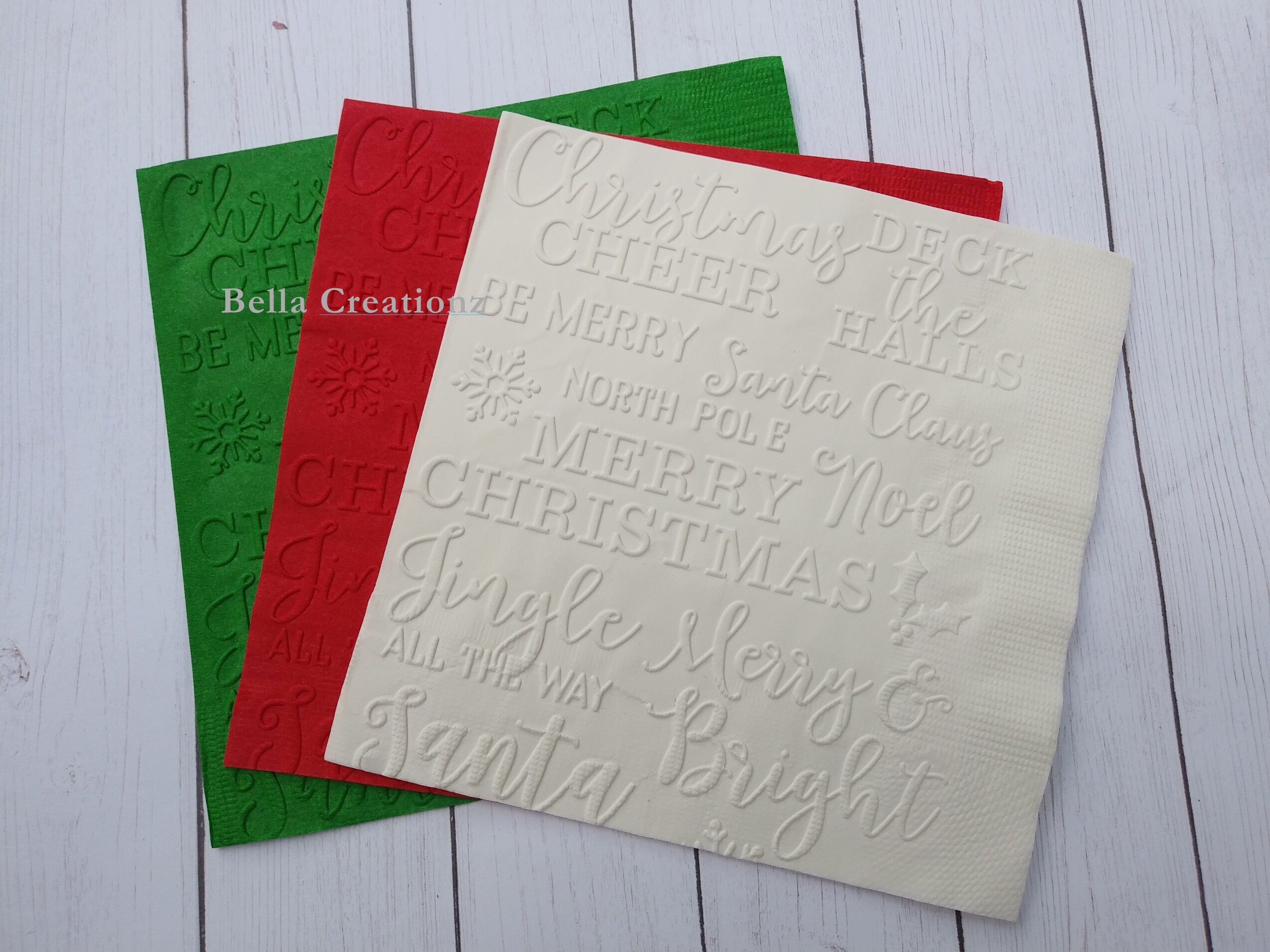 Christmas Napkin ~ Winter ~ Hand Embossed Paper Napkin ~ Wedding ~ Anniversary ~ Birthday ~ Christmas Party ~ Holiday Party ~ Party Decor
