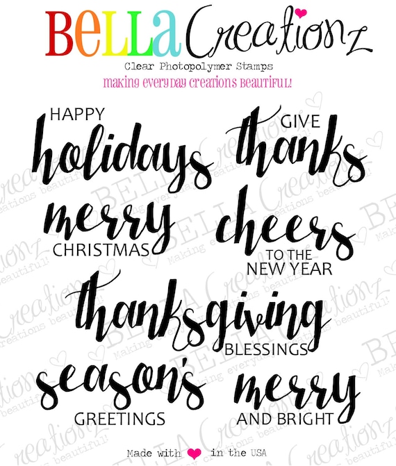 Holiday Sentiment Stamps - Thanks Stamp Holiday Stamps - Planner Stamps