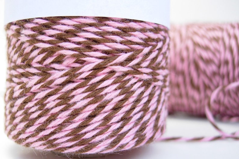 Pink and Brown Bakers Twine by Timeless Twine Strawberry Truffle image 2