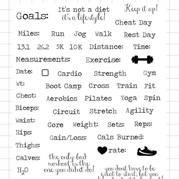 Plan to be Fit Planner Stamp Set - Fitness Stamps - Perfect for your planner, Filofax, Erin Condren, lists, journals etc.