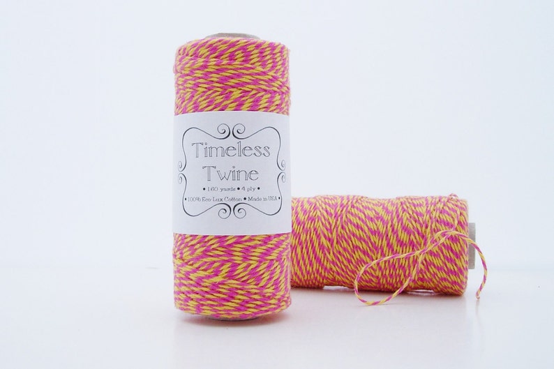 Pink and Yellow Bakers Twine Raspberry Lemonade by Timeless Twine image 3