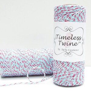 Aqua Blue and Red Bakers Red White and Blue Twine by Timeless Twine image 2