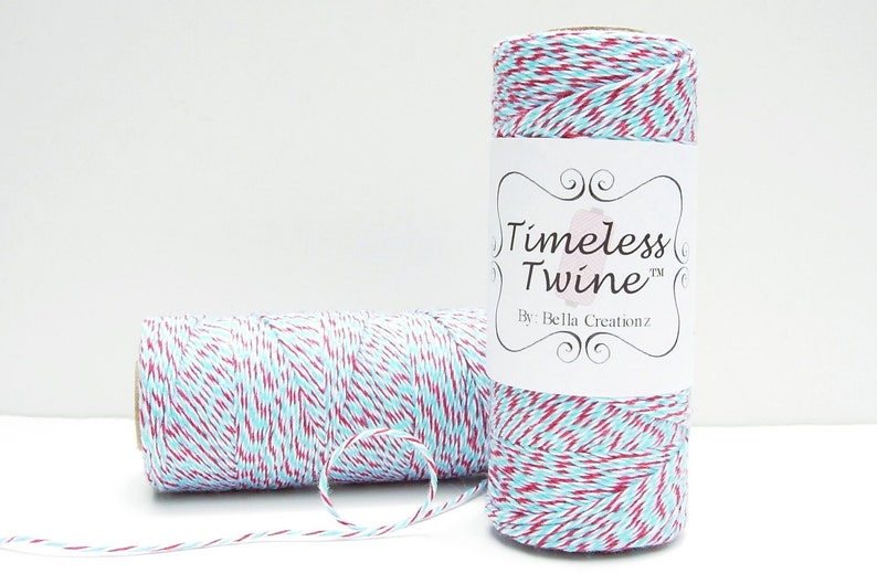 Aqua Blue and Red Bakers Red White and Blue Twine by Timeless Twine image 2