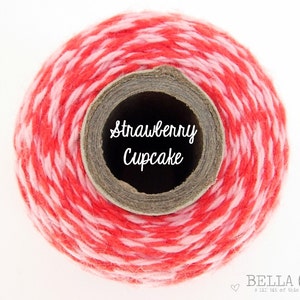 Red and Pink Bakers Twine - Valentine&#39;s Day Bakers Twine by Timeless Twine - Strawberry Cupcake Valentine&#39;s Twine