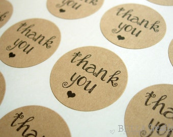Modern Girlie Thank You Stickers - 1" or 2" Kraft Stickers