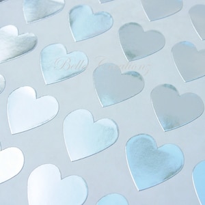 Silver Heart Stickers - Envelope Seals