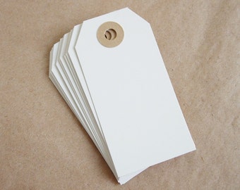 12 White Gift Tags with Kraft Reinforced Holes
