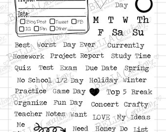 Planner Stamps Clear Stamp Set "planNERD 2" - Perfect for your planner, organizer, Filofax, calendars, lists, journalsetc.