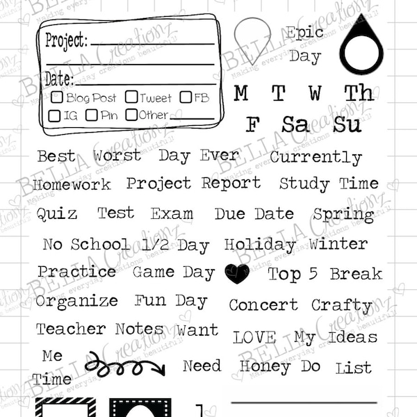 Planner Stamps Clear Stamp Set "planNERD 2" - Perfect for your planner, organizer, Filofax, calendars, lists, journalsetc.