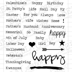 Happy Days Clear Stamp Set - Year Round Sentiments Stamps - Holiday Stamps - Planner Stamps