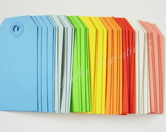 Etichette regalo - Etichette per bomboniere - Etichette multicolore - Cartellini da appendere - Etichette decorative - Etichette fai da te - Etichette per pacchi - Etichette di carta bianca - Set da 40