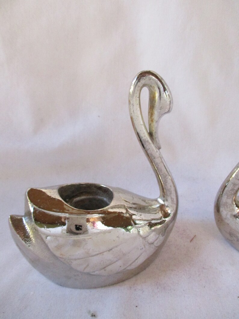 Vintage Silver Plated Swan Candle Holder Set of Two Vintage Etsy