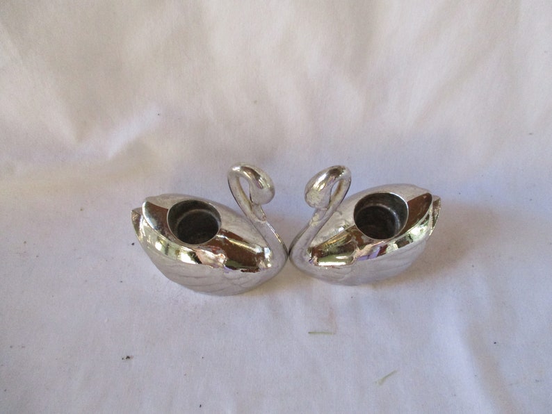Vintage Silver Plated Swan Candle Holder Set of Two Vintage Etsy